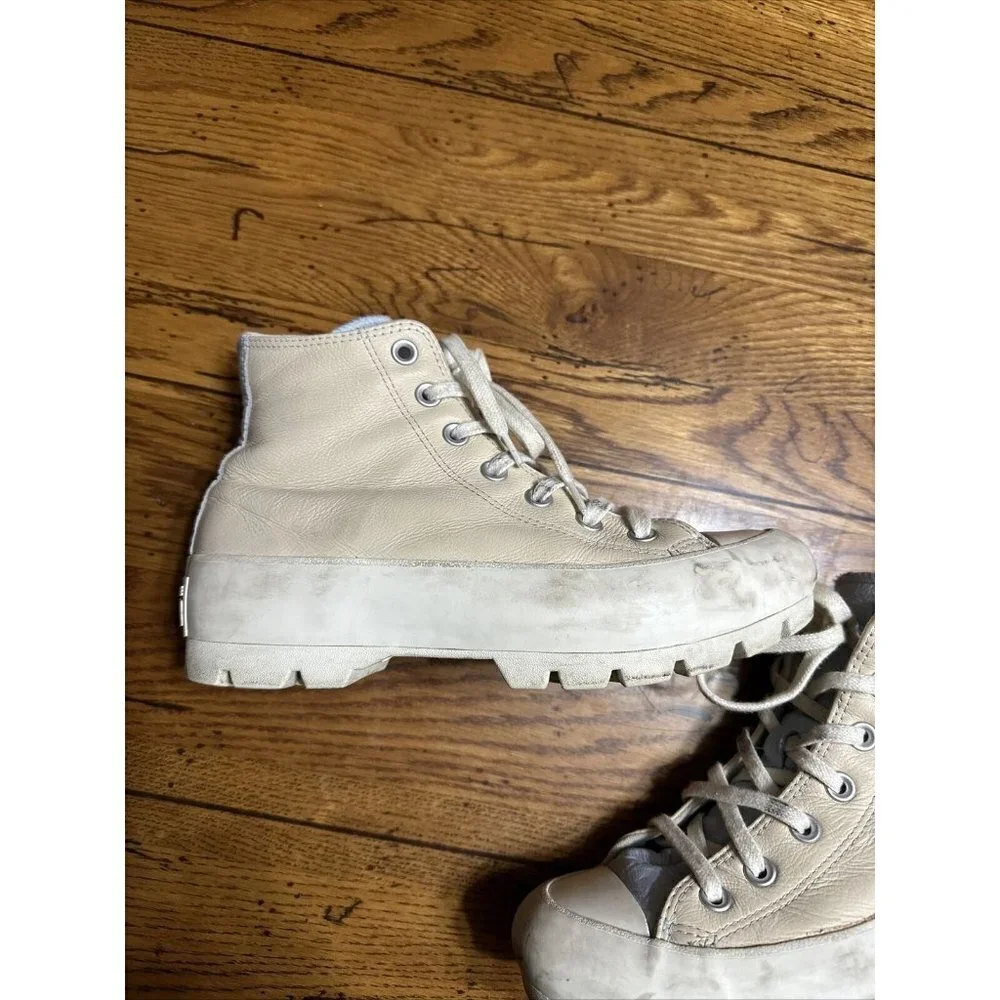 White Leather CONVERSE Chuck Taylor All Star Platform High Top Sneakers Lady 7